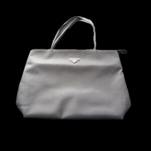 Vintage Prada Tessuto Nylon Black Tote Bag with Logo Plaque